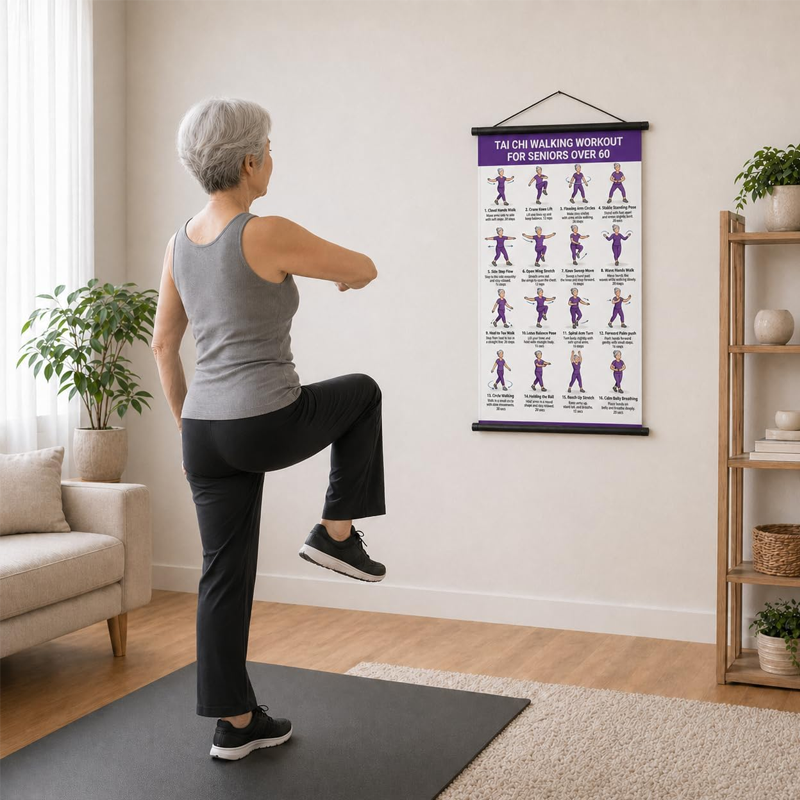 Póster tai chi gyakorlatokkal időseknek – 16 egyszerű gyakorlat lépésről lépésre