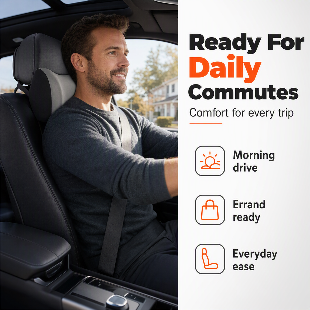 🚗✨ Luxus, kényelmes nyak- és derékpárna autós használatra (memóriahab töltettel)