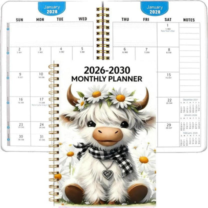 🗓️ 5 éves naptár 2026–2030, Highland-tehénnel – kényelmes tervezés