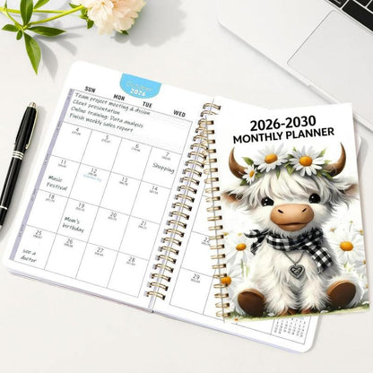🗓️ 5 éves naptár 2026–2030, Highland-tehénnel – kényelmes tervezés