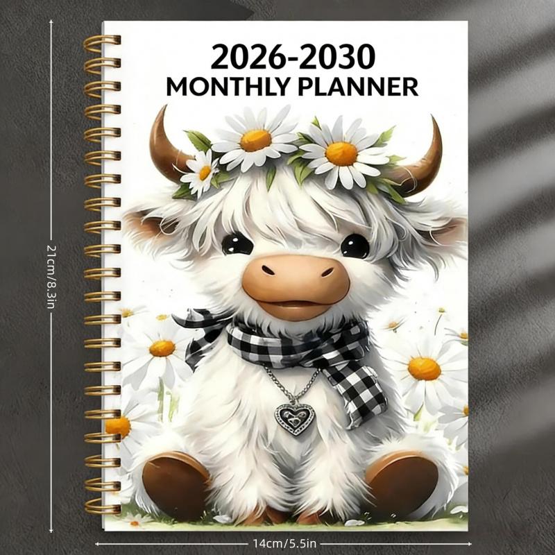 🗓️ 5 éves naptár 2026–2030, Highland-tehénnel – kényelmes tervezés