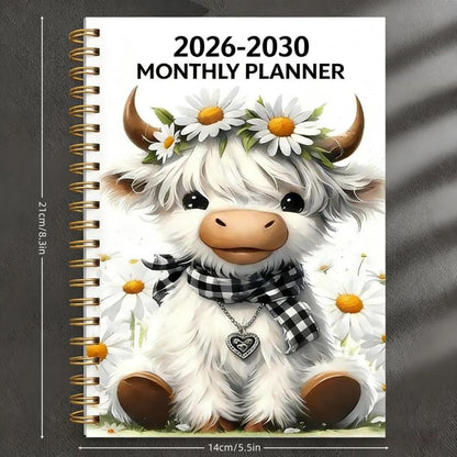 🗓️ 5 éves naptár 2026–2030, Highland-tehénnel – kényelmes tervezés