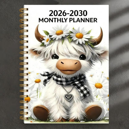 🗓️ 5 éves naptár 2026–2030, Highland-tehénnel – kényelmes tervezés