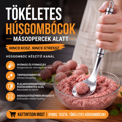 🥄✨ Acél Húsgombóc-Kanál: Egyenletes Gombócok és Tartós Kialakítás! ⚡