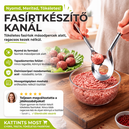 🥄✨ Acél Húsgombóc-Kanál: Egyenletes Gombócok és Tartós Kialakítás! ⚡