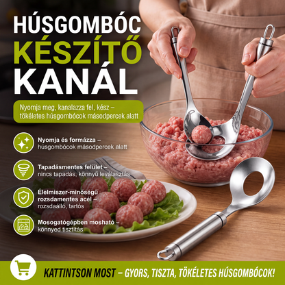 🥄✨ Acél Húsgombóc-Kanál: Egyenletes Gombócok és Tartós Kialakítás! ⚡