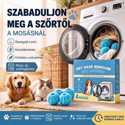 🐕🧺 Állatszőrt eltávolító mosógolyók – összegyűjtik a ruhákról az állatszőrt, a hajat és a szöszöket ✨