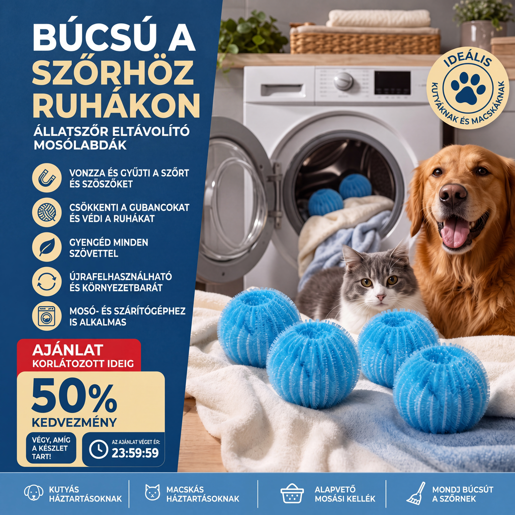 🐕🧺 Állatszőrt eltávolító mosógolyók – összegyűjtik a ruhákról az állatszőrt, a hajat és a szöszöket ✨