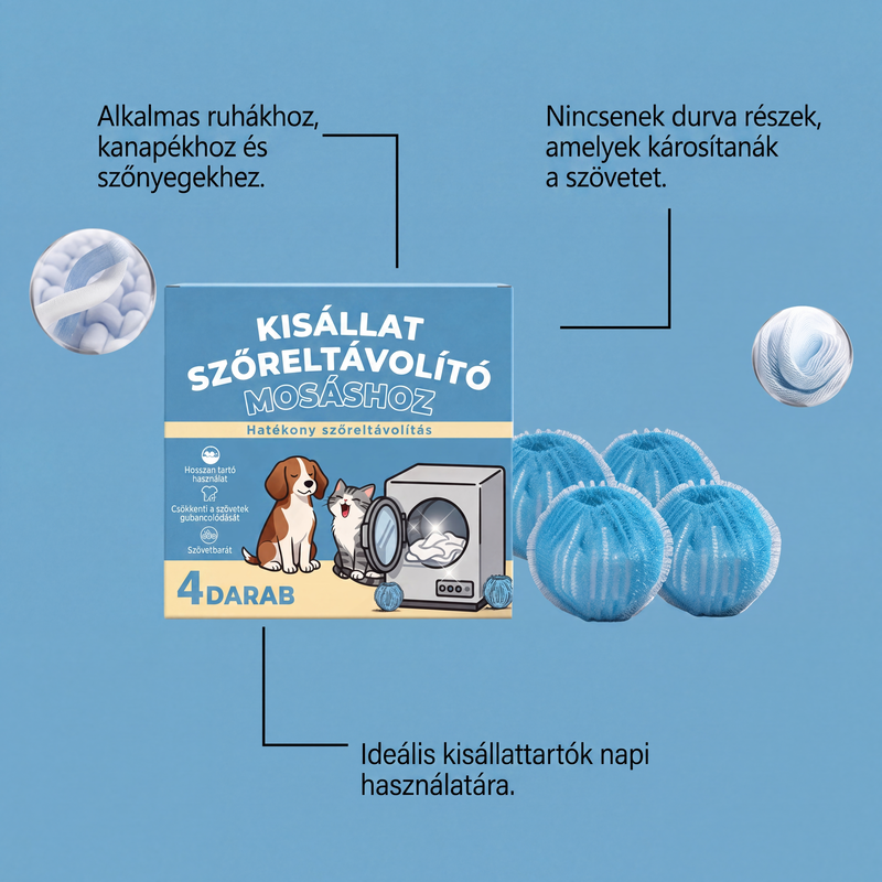 🐕🧺 Állatszőrt eltávolító mosógolyók – összegyűjtik a ruhákról az állatszőrt, a hajat és a szöszöket ✨