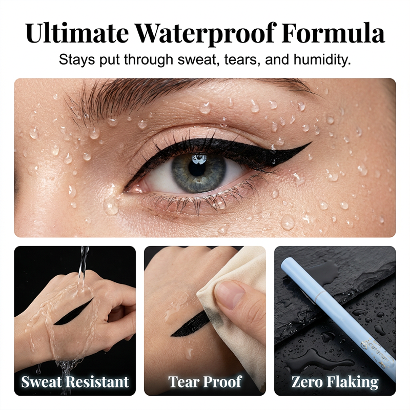 【1+2 INGYEN】✨👁️ Vízálló folyékony szemhéjtus 0,01 mm – ultravékony hegy és precíz vonal 💄