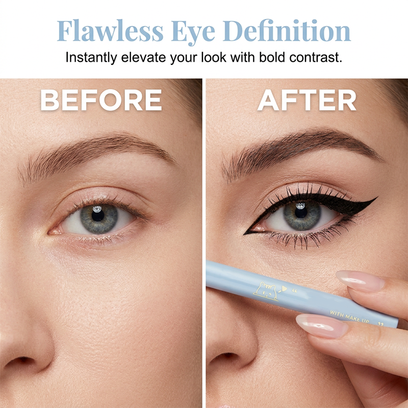 【1+2 INGYEN】✨👁️ Vízálló folyékony szemhéjtus 0,01 mm – ultravékony hegy és precíz vonal 💄