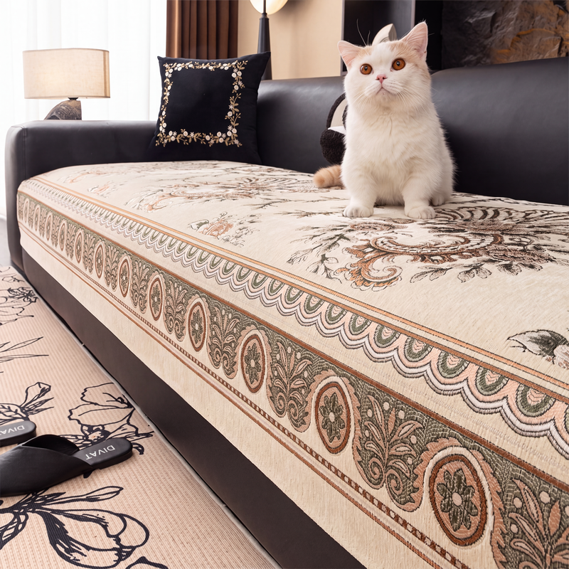 🛋️ Vintage stílusú, virágmintás kanapéhuzat 🌸 – puha, kényelmes és elegáns