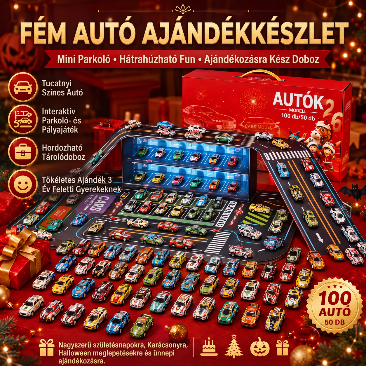 🚗 Összecsukható garázs játékautóknak – kreatív játékkészlet gyerekeknek 🏁✨