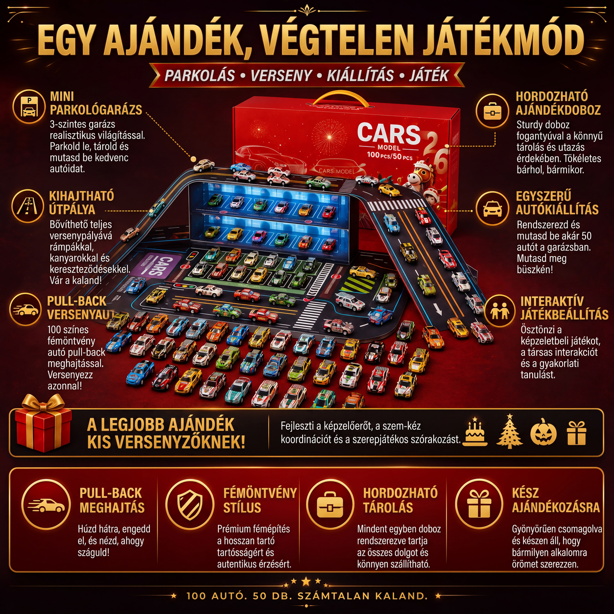 🚗 Összecsukható garázs játékautóknak – kreatív játékkészlet gyerekeknek 🏁✨