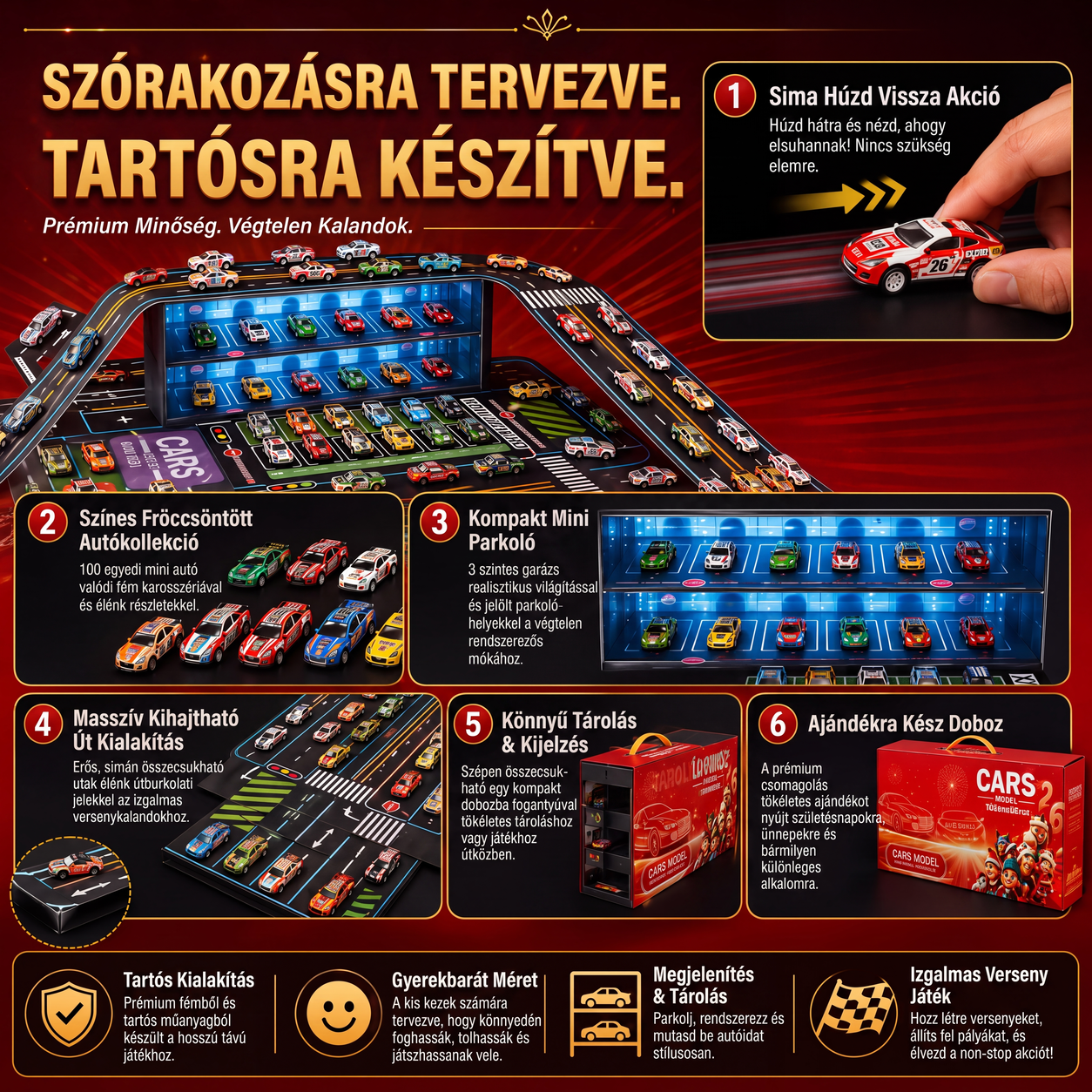 🚗 Összecsukható garázs játékautóknak – kreatív játékkészlet gyerekeknek 🏁✨