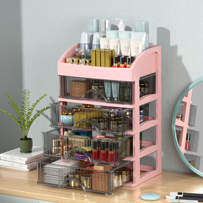 💄✨ Átlátszó fiókokkal ellátott kozmetikumtartó – moduláris kialakítású, egymásra rakható