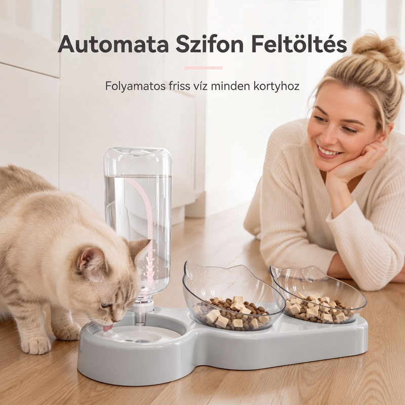 🐾🥣 Emelt és ferde 2 az 1-ben állati etetőtál – kényelmes etetés és ergonómikus kialakítás ✨