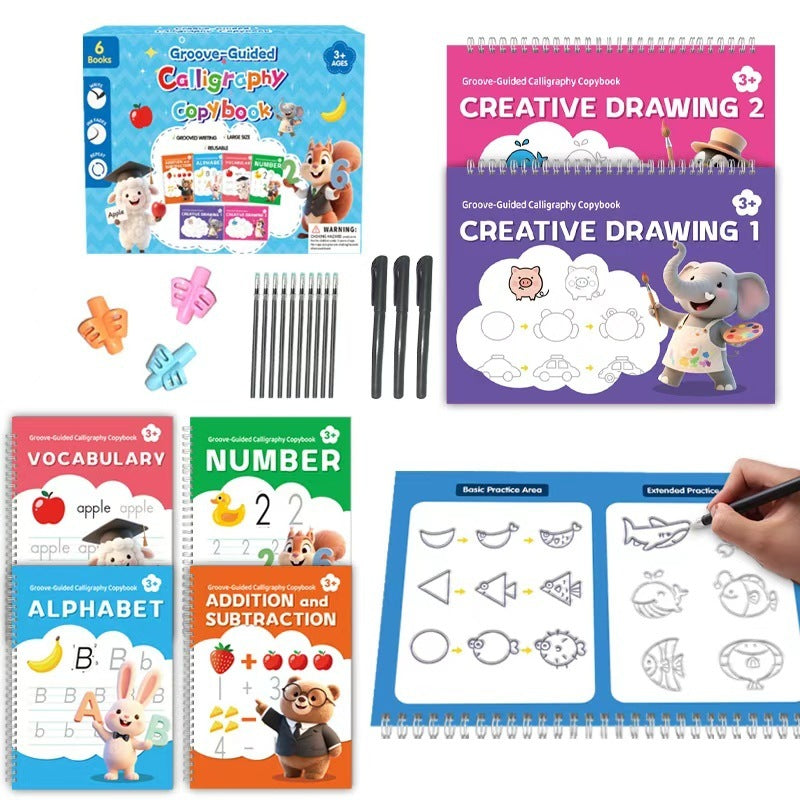 ✏️📚 Írásgyakorló füzet gyerekeknek – többször használható, eltűnő tintával ✨