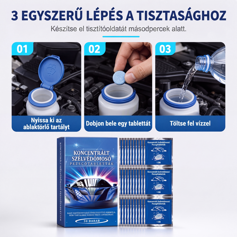 🚗✨ Pezsgőtabletták autóablakok tisztításához – csíkmentes, tiszta ablak