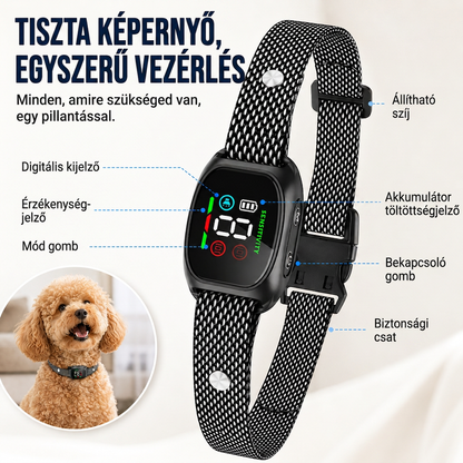 🐶🔇 Intelligens ugatásgátló nyakörv kutyáknak – automatikus ugatásérzékelés és nyugodtabb séták ✨