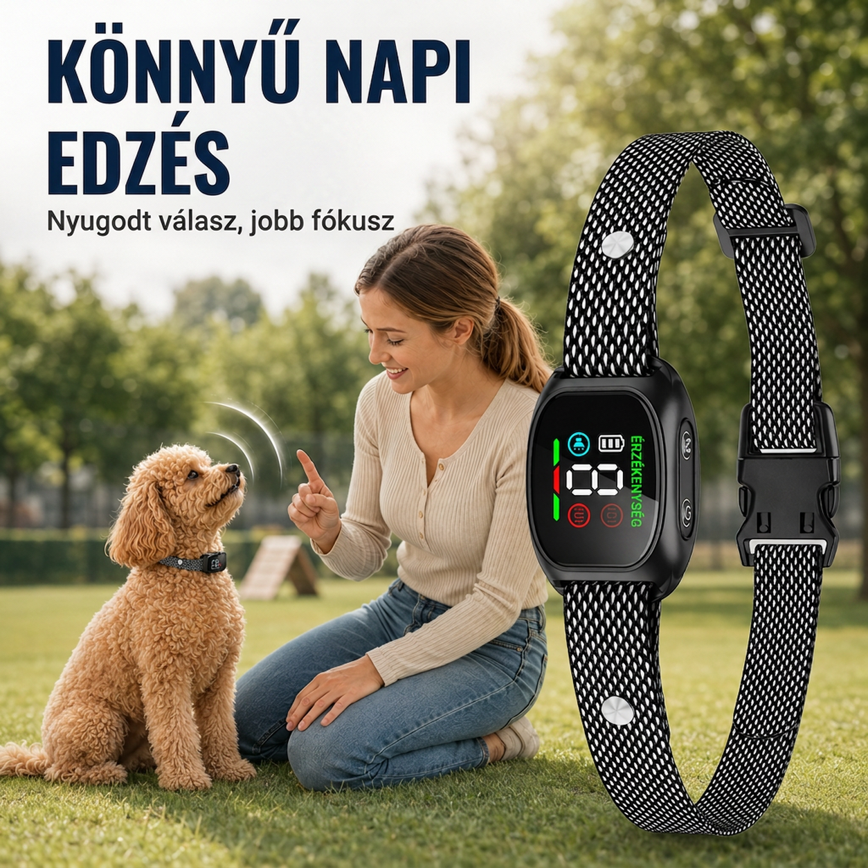 🐶🔇 Intelligens ugatásgátló nyakörv kutyáknak – automatikus ugatásérzékelés és nyugodtabb séták ✨