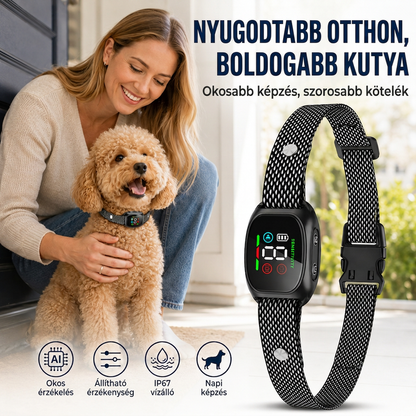 🐶🔇 Intelligens ugatásgátló nyakörv kutyáknak – automatikus ugatásérzékelés és nyugodtabb séták ✨