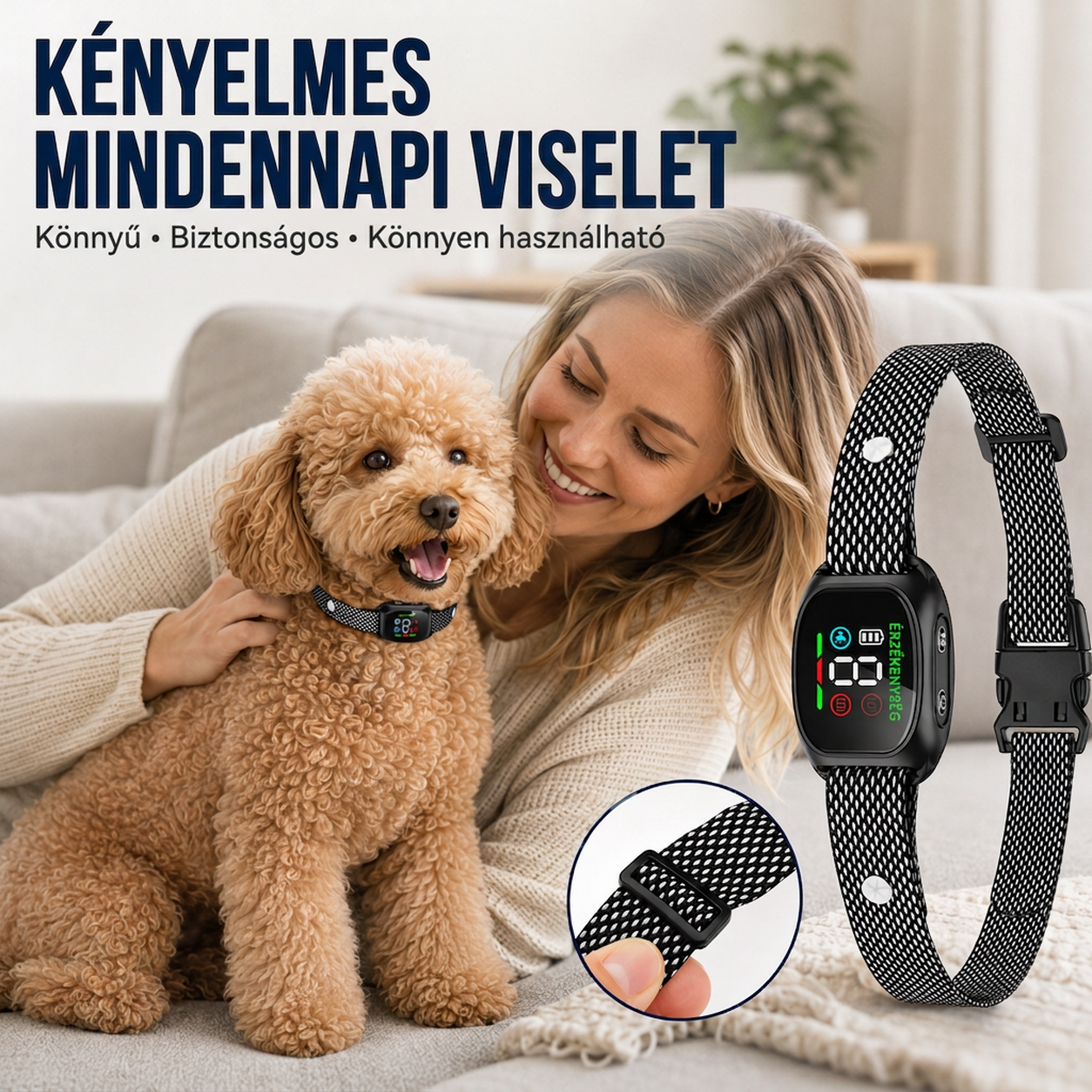 🐶🔇 Intelligens ugatásgátló nyakörv kutyáknak – automatikus ugatásérzékelés és nyugodtabb séták ✨