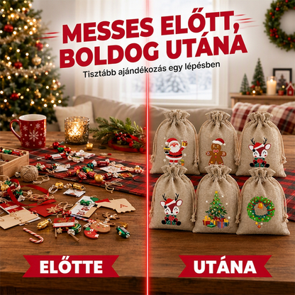 🎄🎁 Karácsonyi ajándékzsákok zsinórral – gyors és elegáns ajándékcsomagolás ✨