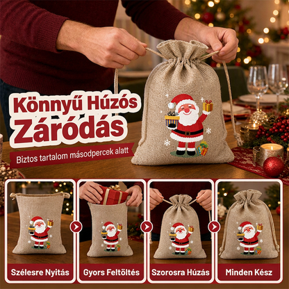 🎄🎁 Karácsonyi ajándékzsákok zsinórral – gyors és elegáns ajándékcsomagolás ✨