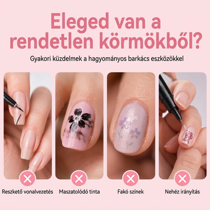 🎨💅24 színű, kétvégű körömdíszítő tollkészlet