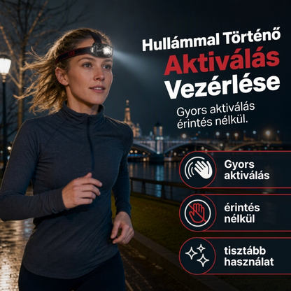 💡 Újratölthető LED fejlámpa mozgásérzékelővel