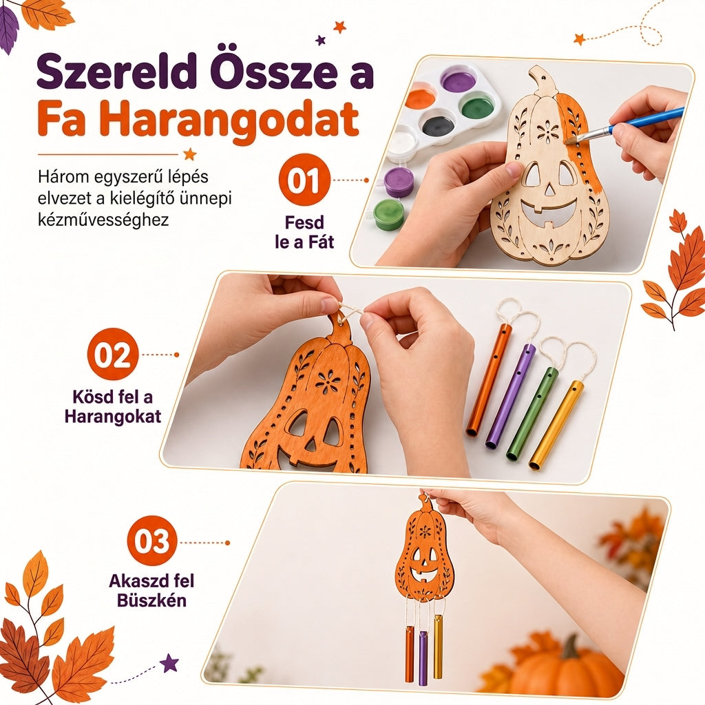 🎃 Halloween-i fából készült tök DIY kézműves készlet