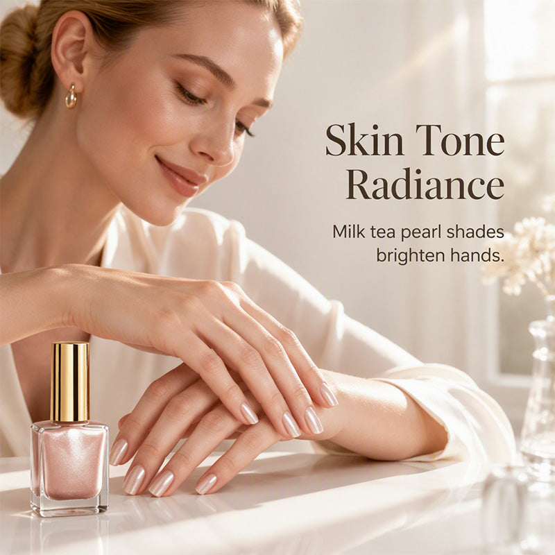 ✨💅 Moonlight Pearl körömlakk – gyöngyházfényű, tejes tea árnyalatú, gyorsan szárad a levegőn