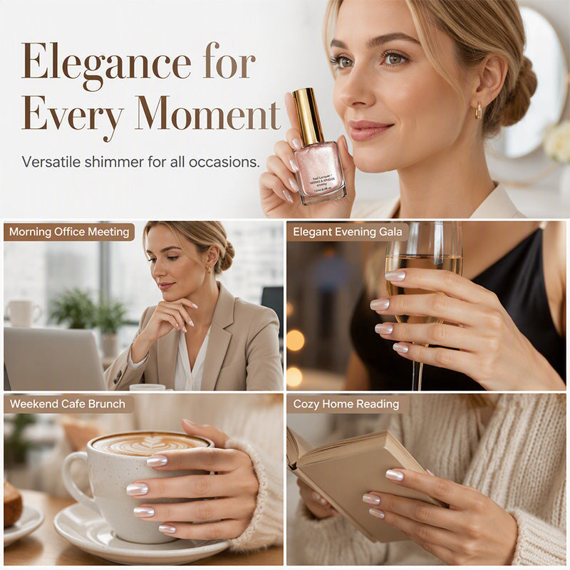 ✨💅 Moonlight Pearl körömlakk – gyöngyházfényű, tejes tea árnyalatú, gyorsan szárad a levegőn