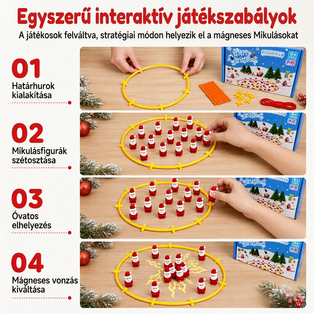 🎁 Hordozható karácsonyi mágneses sakk – családi móka bárhol