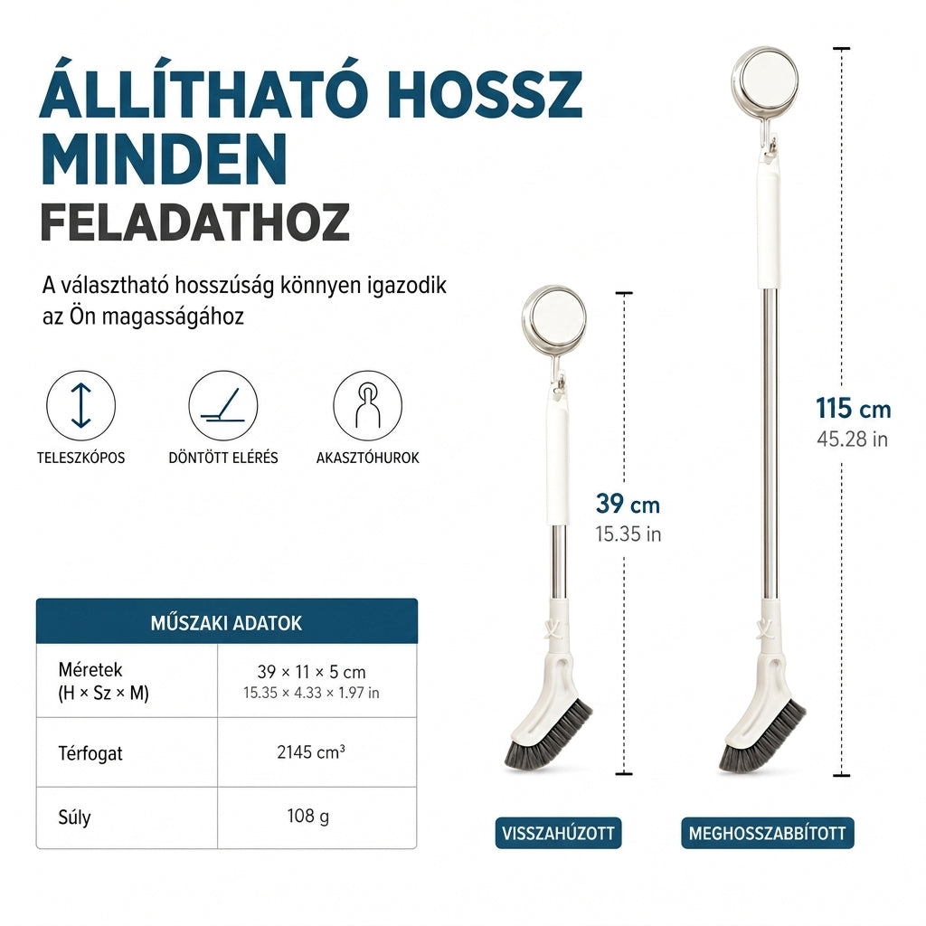 🧹Többfunkciós, kihúzható nyéllel ellátott padlómosó kefe