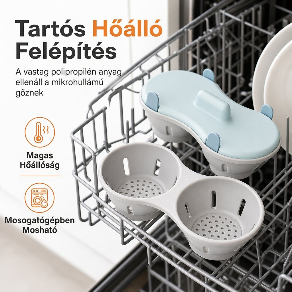 🥚 Kétrekeszes tojásgőzölő – gyors főzés + egyszerű tisztítás! ✨