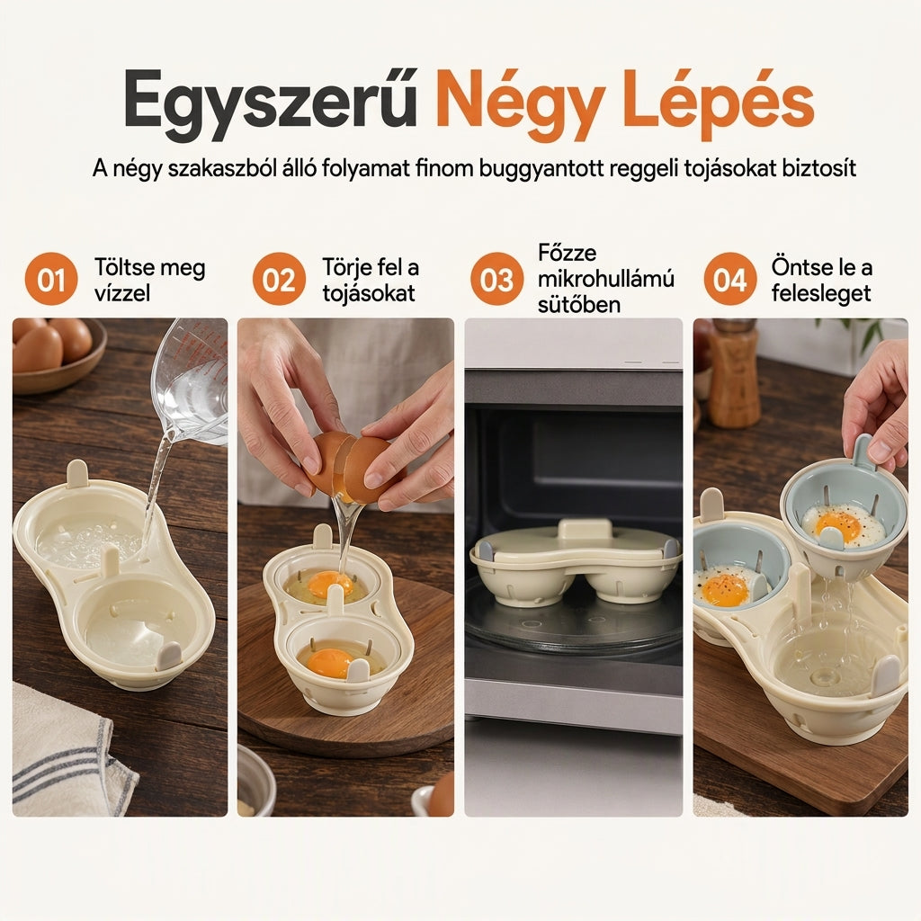 🥚 Kétrekeszes tojásgőzölő – gyors főzés + egyszerű tisztítás! ✨