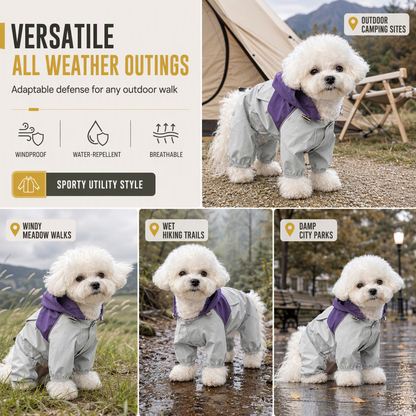 🐕🌧️ Vízálló esőkabát kutyáknak – 4 lábú, eső- és szélvédő, fényvisszaverő elemekkel