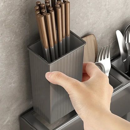 🍴🔪 Többfunkciós konyhai kés- és evőpálcika-tartó – praktikus tárolás és rend a konyhában