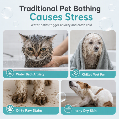 🐶🐱🫧 Öblítés nélküli szőrtisztító hab – kutyáknak és macskáknak, gyors felfrissítés és ápolás