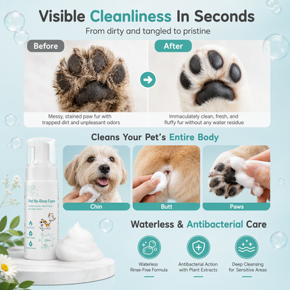 🐶🐱🫧 Öblítés nélküli szőrtisztító hab – kutyáknak és macskáknak, gyors felfrissítés és ápolás