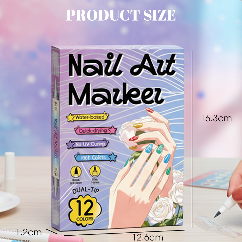 💅🎨 Kétoldalas 2 az 1-ben körömdíszítő filctollak – 12/24 színből álló készlet kreatív manikűrhöz ✨