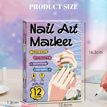 💅🎨 Kétoldalas 2 az 1-ben körömdíszítő filctollak – 12/24 színből álló készlet kreatív manikűrhöz ✨