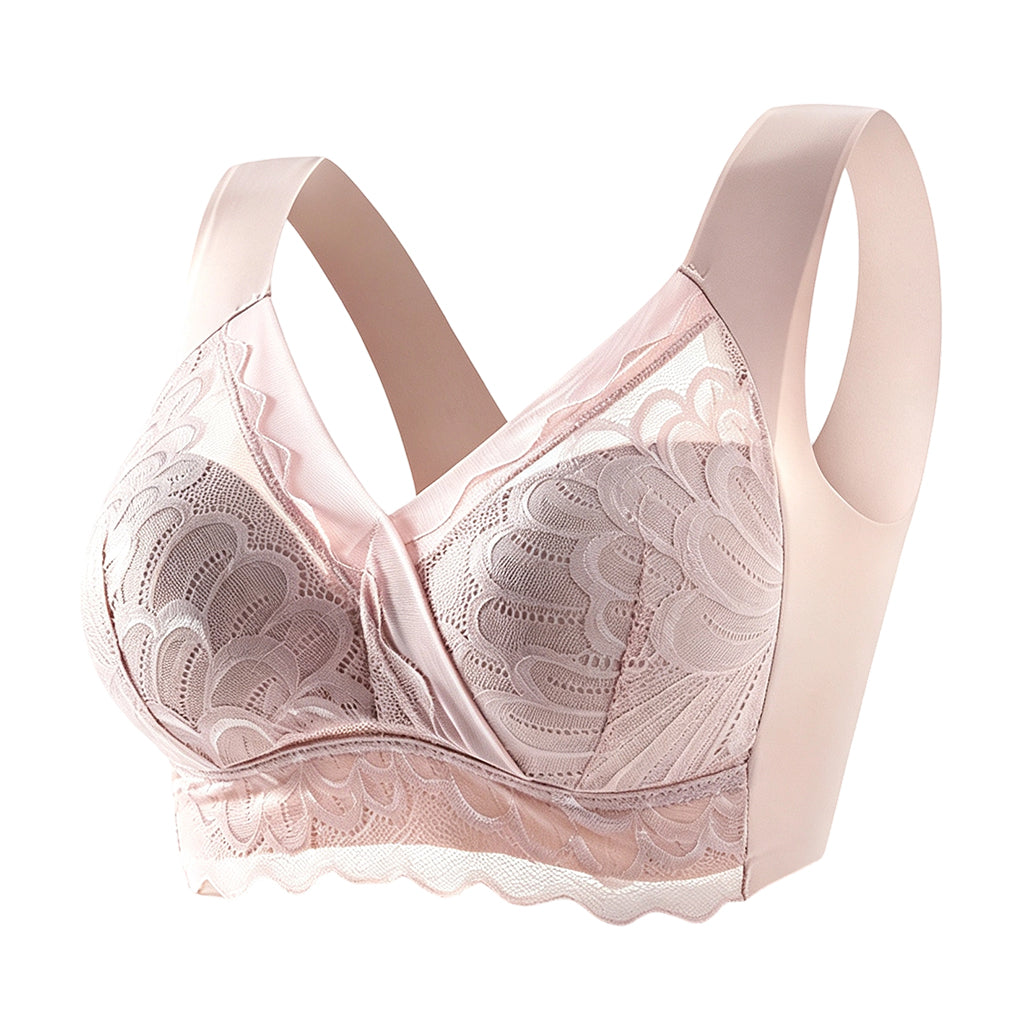 💗✨ Csipkés, merevítő nélküli melltartó – nagy kosarak, széles vállpántok és varratmentes kényelem, M–5XL