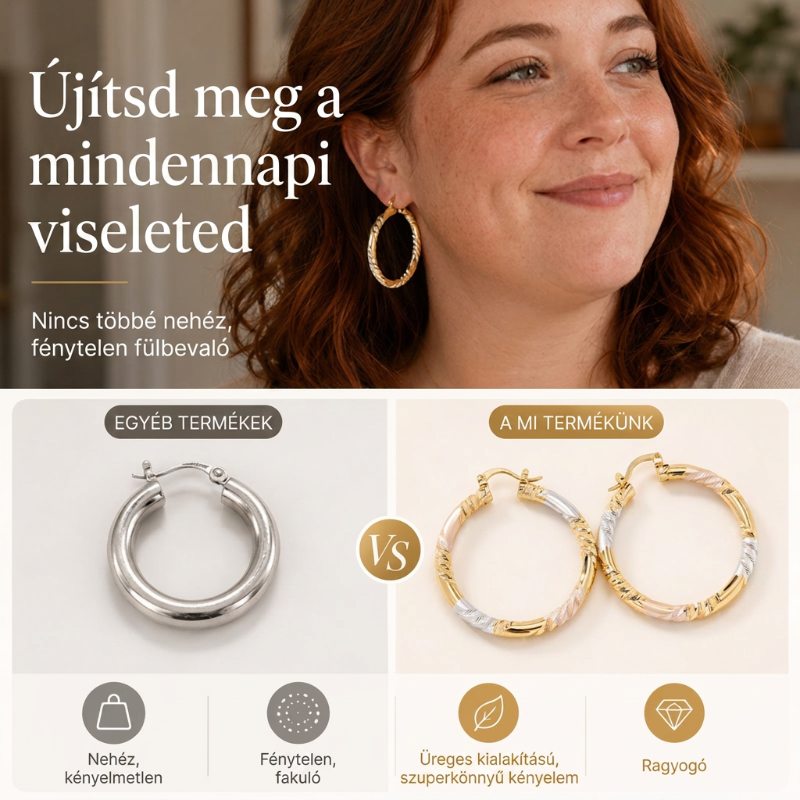 【1+1 ingyen】✨ Női elegáns csavart karikafülbevaló – Utánvétes 💫