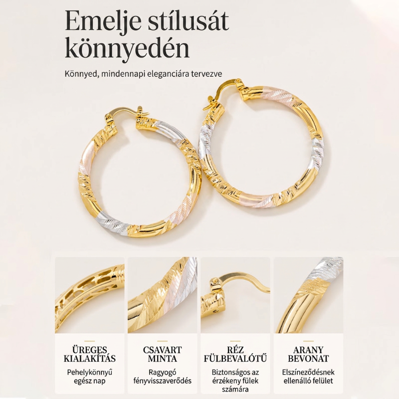 【1+1 ingyen】✨ Női elegáns csavart karikafülbevaló – Utánvétes 💫