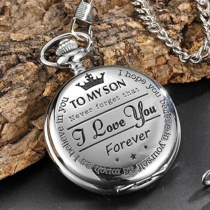 To My Son Quartz Pocket Chain Watch-4