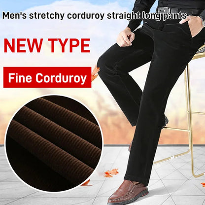 Férfi Stretchy Corduroy egyenes hosszú nadrág