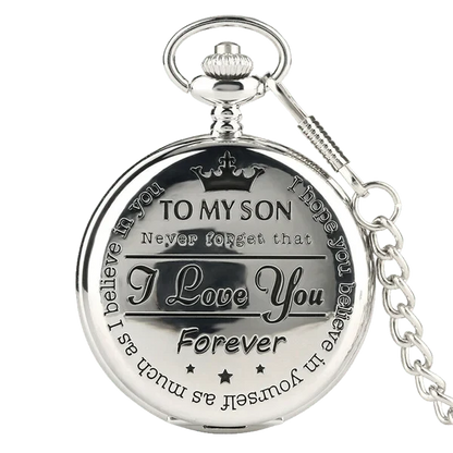 To My Son Quartz Pocket Chain Watch-5